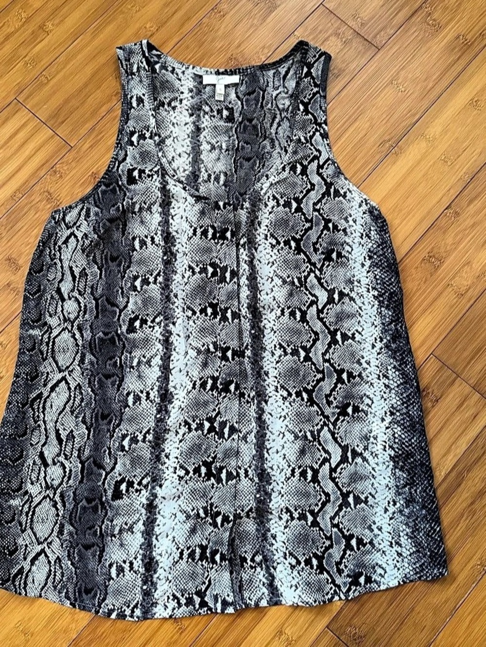 Joie Snakeskin Print Silk Tank Top Gray & Black Small